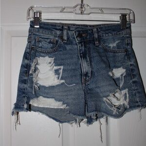 American Eagle Outfitters Blue High-Rise Denim Shorts